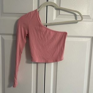 One shoulder long sleeve crop top